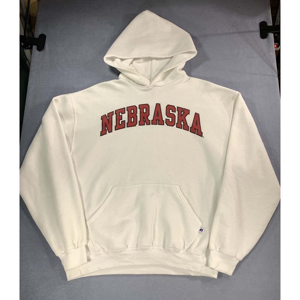 Vintage Nebraska University Hoodie Russell Athletic College Cornhuskers 90s L